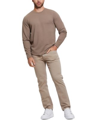 Men's Relaxed Fit Linear Textured Long Sleeve Crewneck T-Shirt