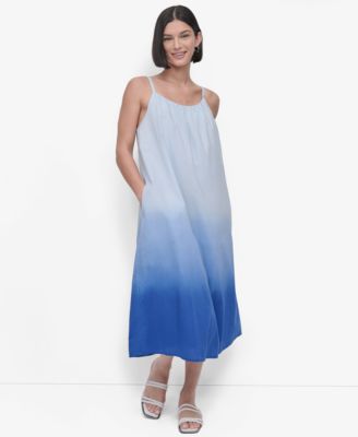 DKNY - Women's Sleeveless Dip-Dye Voile Midi Dress