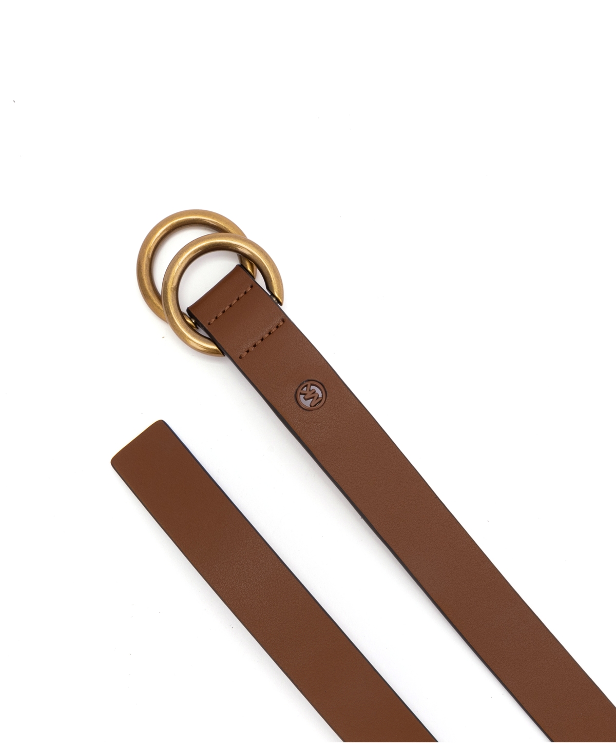 Michael Kors 25mm Double Ring Leather Belt In Luggage