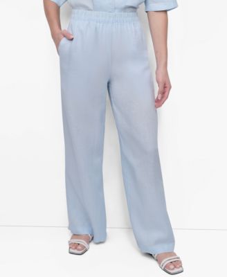 DKNY - Women's Linen Wide-Leg Pull-On Pants