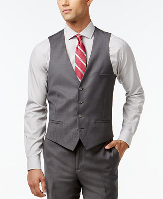 Bar III Mid-Gray Slim-Fit Pindot Vest - Suits & Tuxedos - Men - Macy's