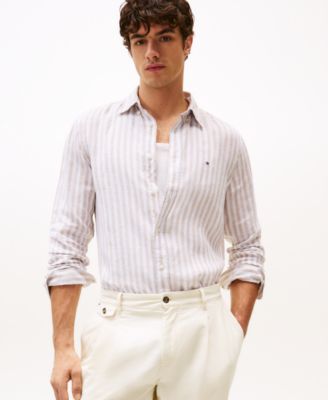 Tommy Hilfiger - Men's Regular-Fit Stripe Linen Shirt