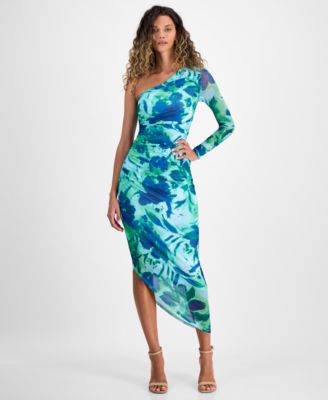 RACHEL Rachel Roy - Women's Quinn Floral Asymmetric Mesh Midi Dress