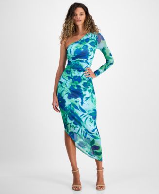 knee length dresses for ladies Reinhart Floral Asymmetrical Mesh Dress Black– Selfie Leslie main image 0