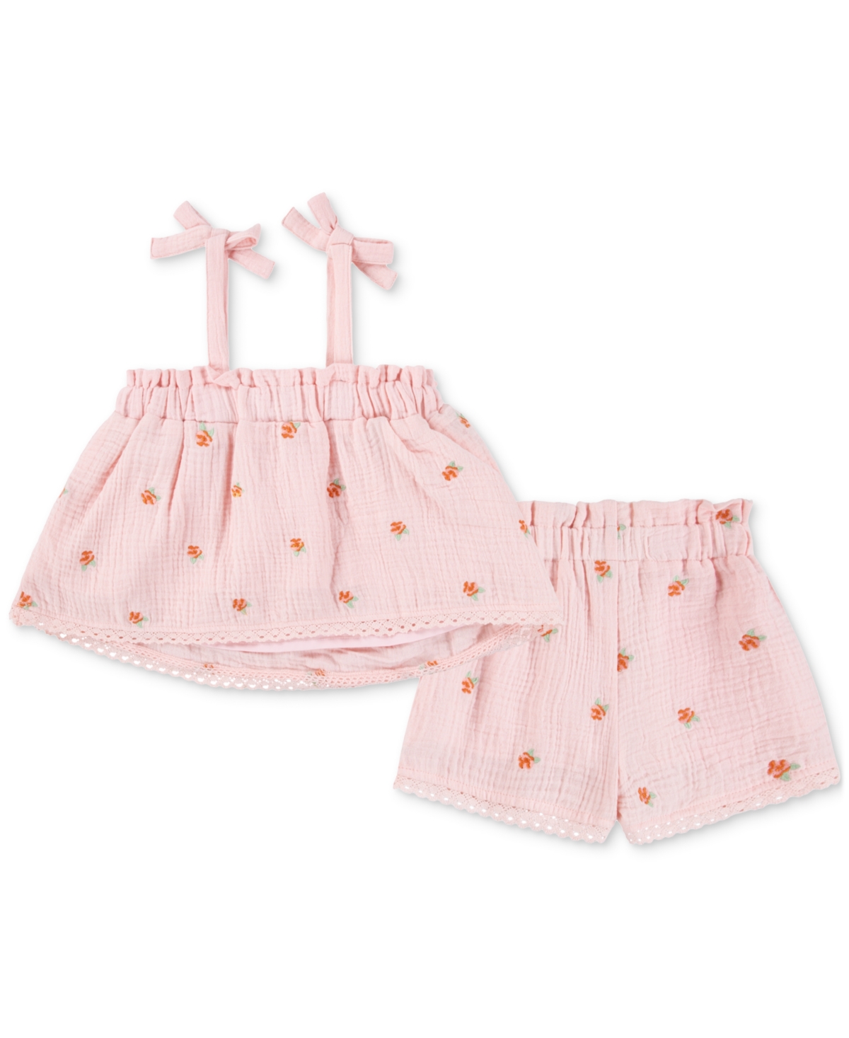 Shop Levi's Baby Girls Cotton Tie-detail Tank Top & Shorts, 2 Piece Set