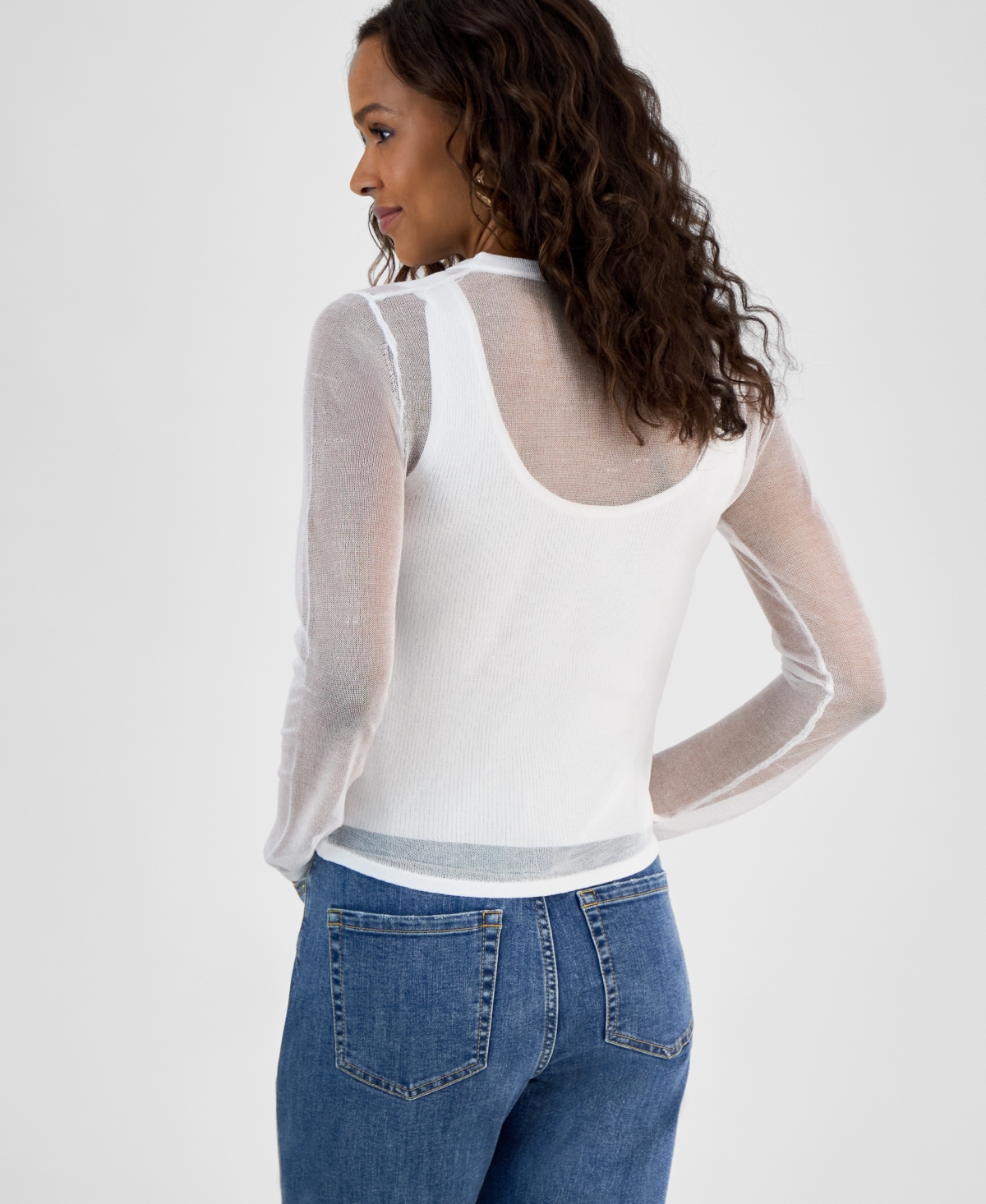 Inc International Concepts Petite Overlay Top, Exclusively At Macy's