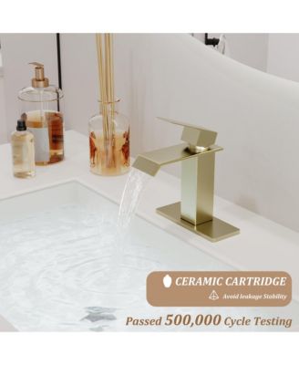 Single-Handle Waterfall Bathroom Sink Faucet in Lead-Free 304 Stainless Steel with Hot/Cold Water Function