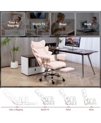 Faux Leather Gaming Chair, Ergonomic High-Back Office Chair With Tilt and Swivel, Reclining Computer Desk Chair for Women, Men