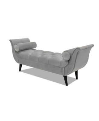 64 Inch Tufted Velvet Entryway Bench, Upholstered Bedroom Bench with Bolster Pillows & Wood Legs-The Pop Home