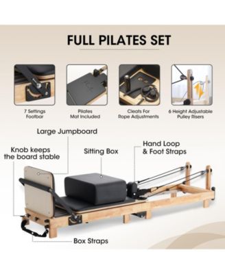 Pilates Reformer, Foldable Reformer Pilates Machine for Home Use, with Dual Resistance- Springs and Cords, Pilates Equipment for Home Workouts with Jump Board
