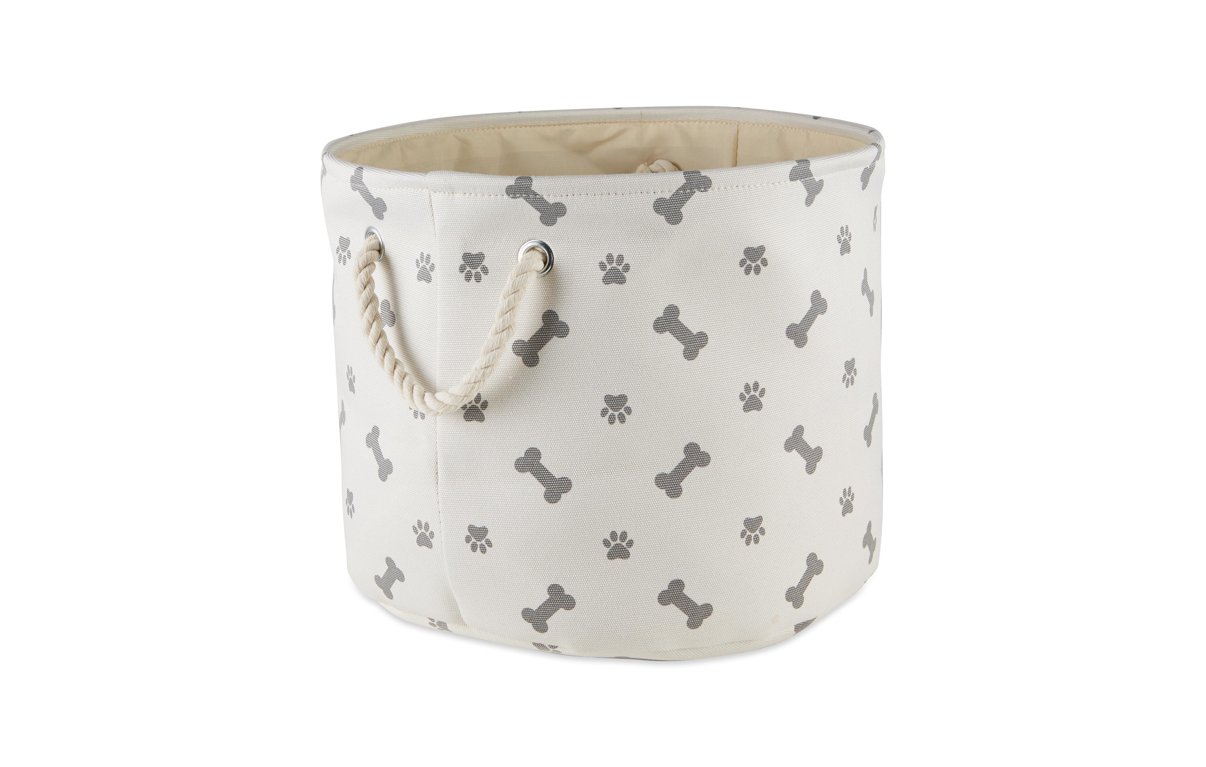Bone Dry Collapsible Pet Storage Bin with Rope Handles Paw/Bone Print