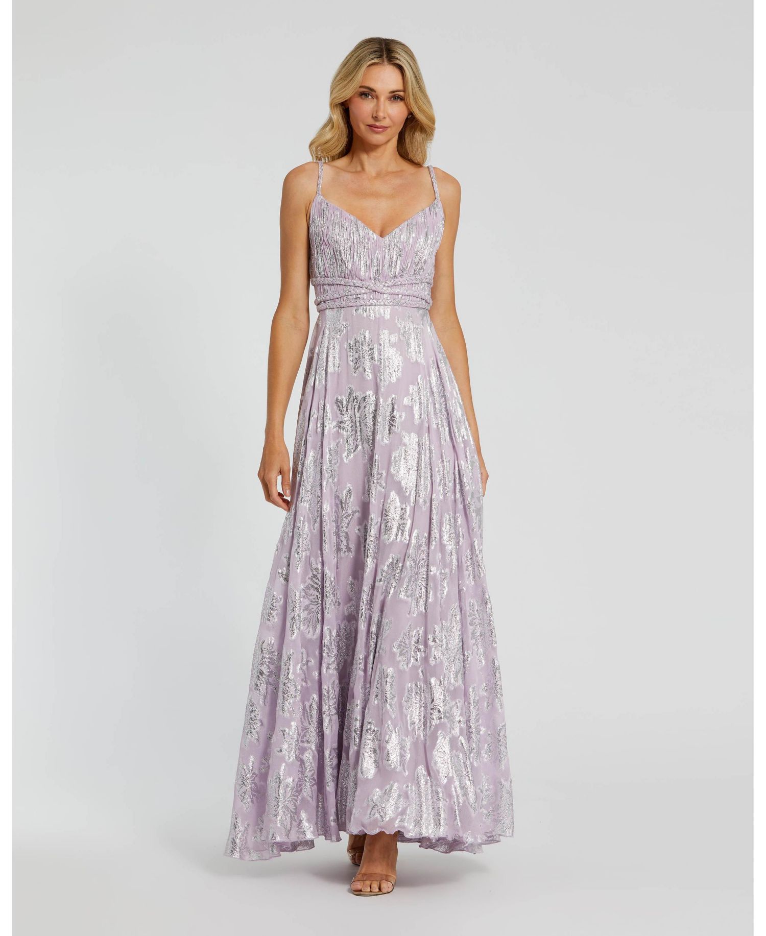 Women's Braided Strap Ruched Top Gown