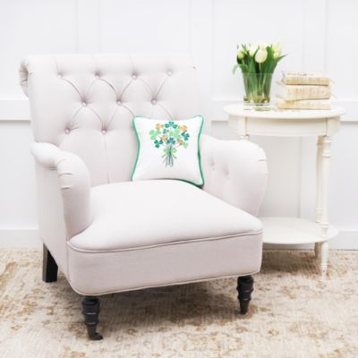 St. Patrick's Day Shamrock Bouquet Embroidered Small/Petite Cotton Accent Pillow, 10" x 10"