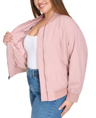 Trendy Plus Size Lightweight Zip-Front Bomber Jacket
