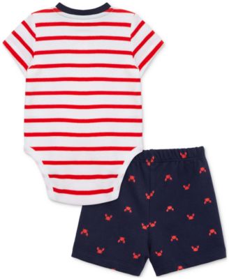 Baby Boys 2-Pc. Crab Stripe Bodysuit & Shorts Set