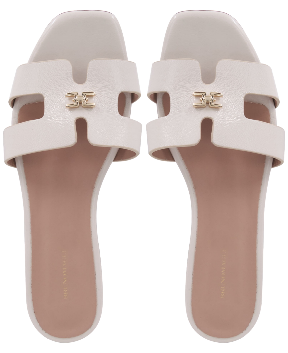 Bruno Magli Fina Slide Sandal In Bone Crinkled Patent