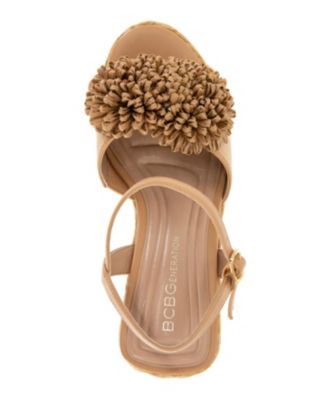 Women's Erika Raffia Flower Wedge Sandals