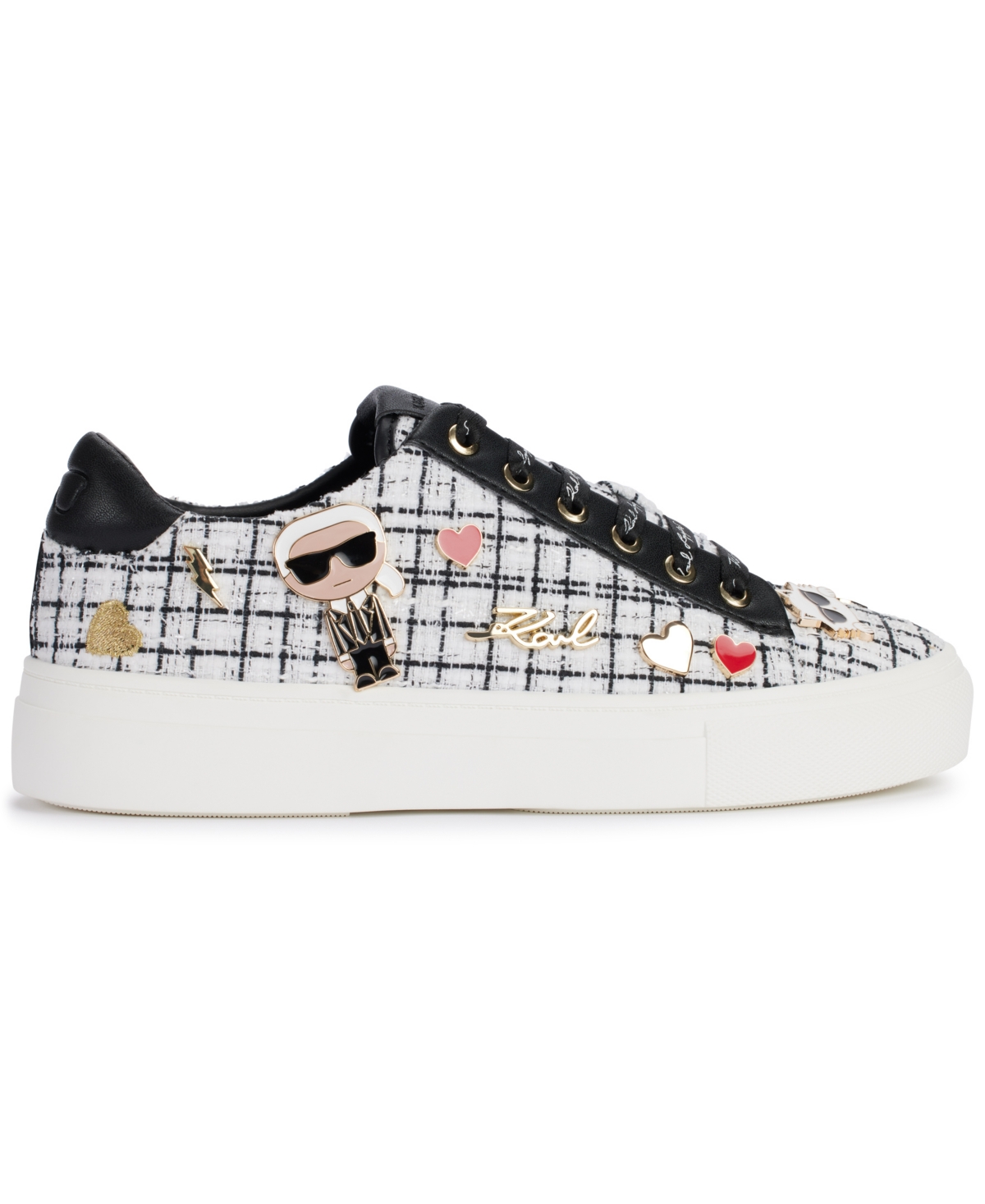 Karl Lagerfeld Paris Cate Pins Sneaker In Black,white