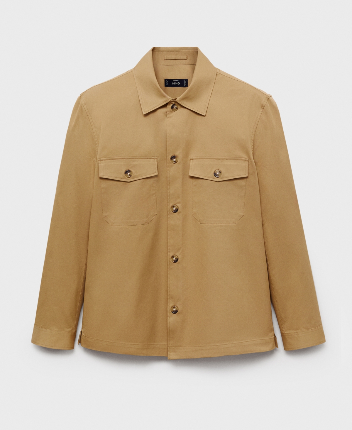 Mango Regular Fit Cotton Blend Button-up Overshirt In Medium Brown