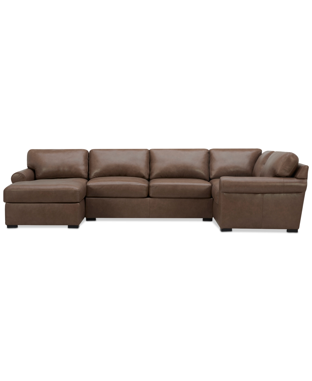 Macy's Radley Roll Arm 132" 6-pc. Leather Square Corner Chaise Sectional, Exclusively At