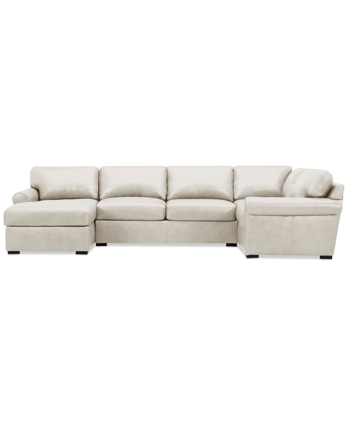 Macy's Radley Roll Arm 139" 4-pc. Leather Square Corner Chaise Sectional, Exclusively At