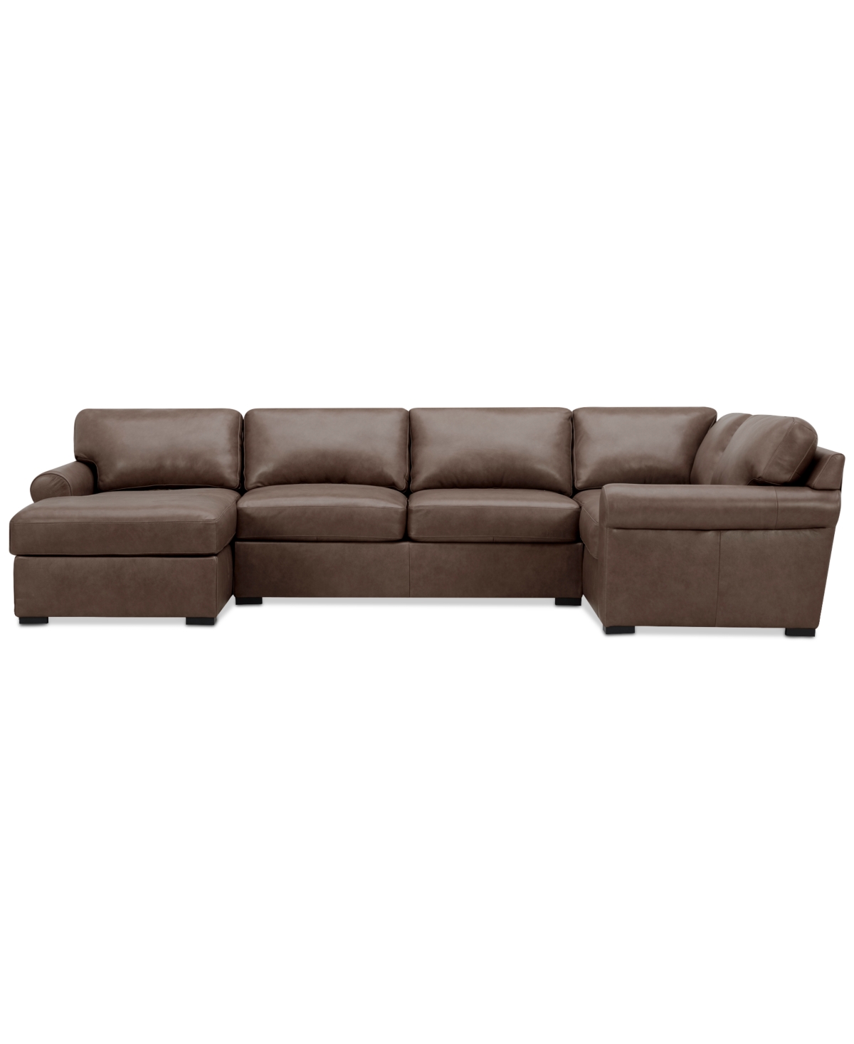 Macy's Radley Roll Arm 132" 6-pc. Leather Square Corner Chaise Sectional, Exclusively At