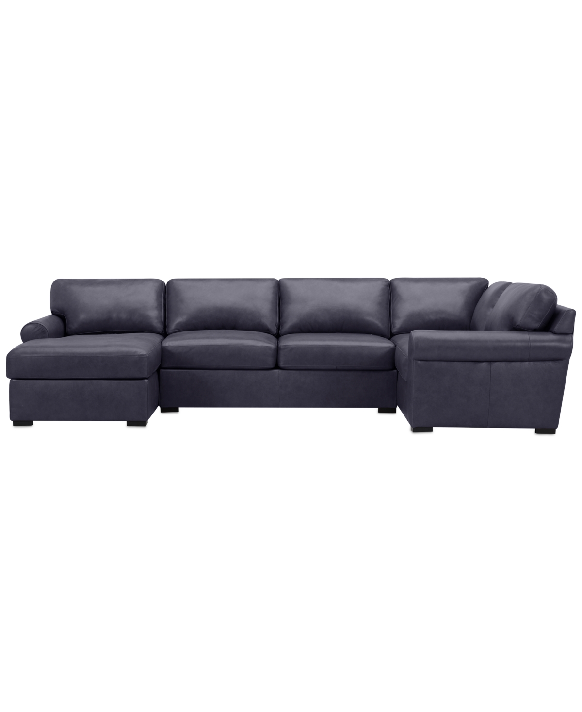 Macy's Radley Roll Arm 139" 4-pc. Leather Square Corner Chaise Sectional, Exclusively At