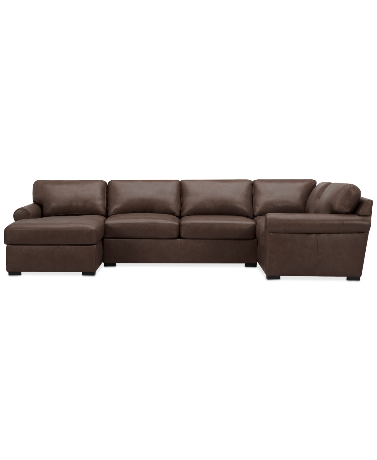 Macy's Radley Roll Arm 139" 4-pc. Leather Square Corner Chaise Sectional, Exclusively At