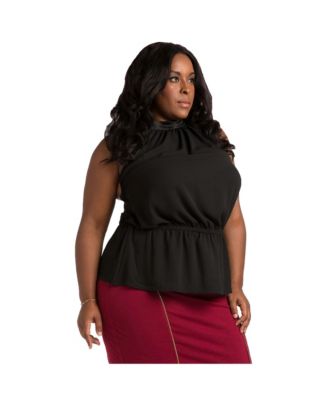 Plus Size Button-Up Back Halter Top