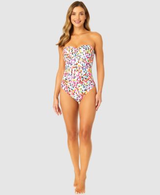 Anne Cole - Women's Abstract Dot Twist-Front Bandeau One-Piece Swimsuit