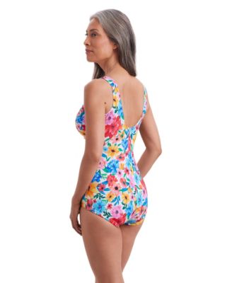Women's Wallflower Ruffle Neck Girl Leg One-Piece Swimsuit
