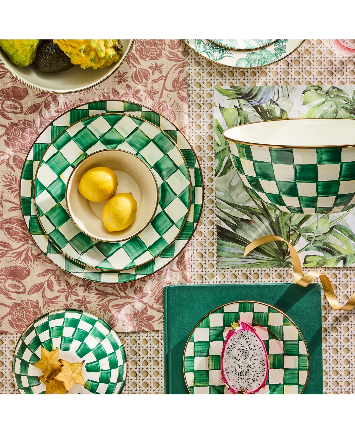 Shop Mackenzie-childs Emerald Check Dinner Plate