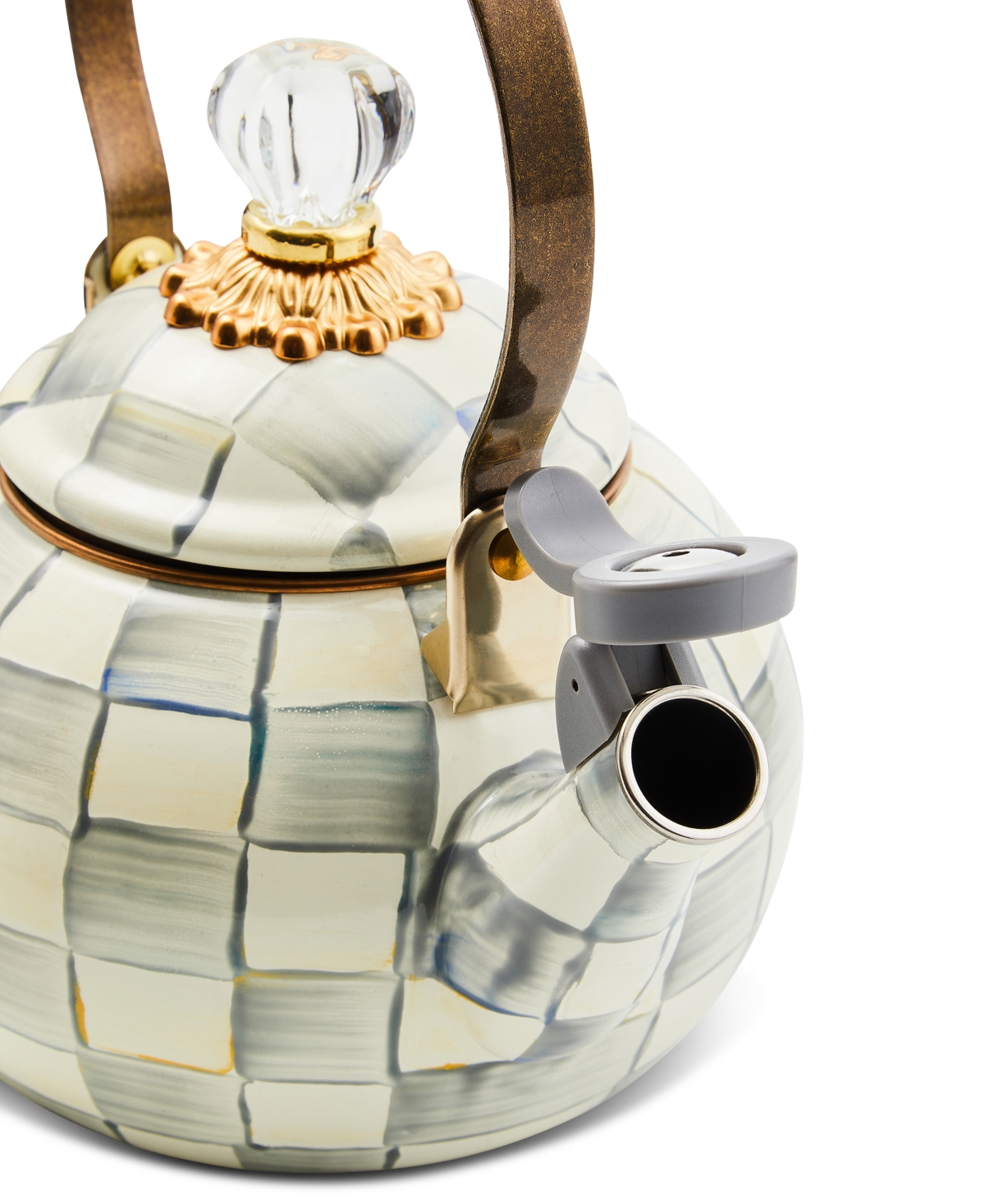 MACKENZIE-CHILDS STERLING CHECK WHISTLING 2-QT. TEA KETTLE 