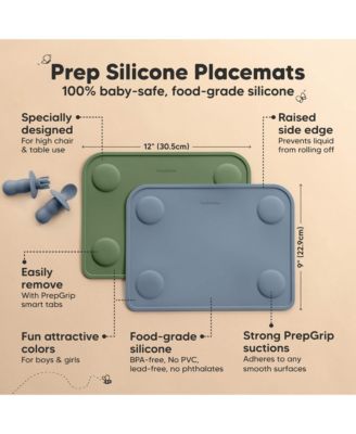 2-Pack Prep Silicone Placemats for Toddlers, Kids, Non Slip Suction Dining Table Baby Placemat, Easy to Clean