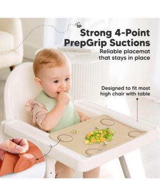 2-Pack Prep Silicone Placemats for Toddlers, Kids, Non Slip Suction Dining Table Baby Placemat, Easy to Clean