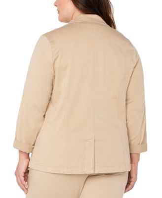 Liverpool Plus Size Open-Front Twill Blazer 