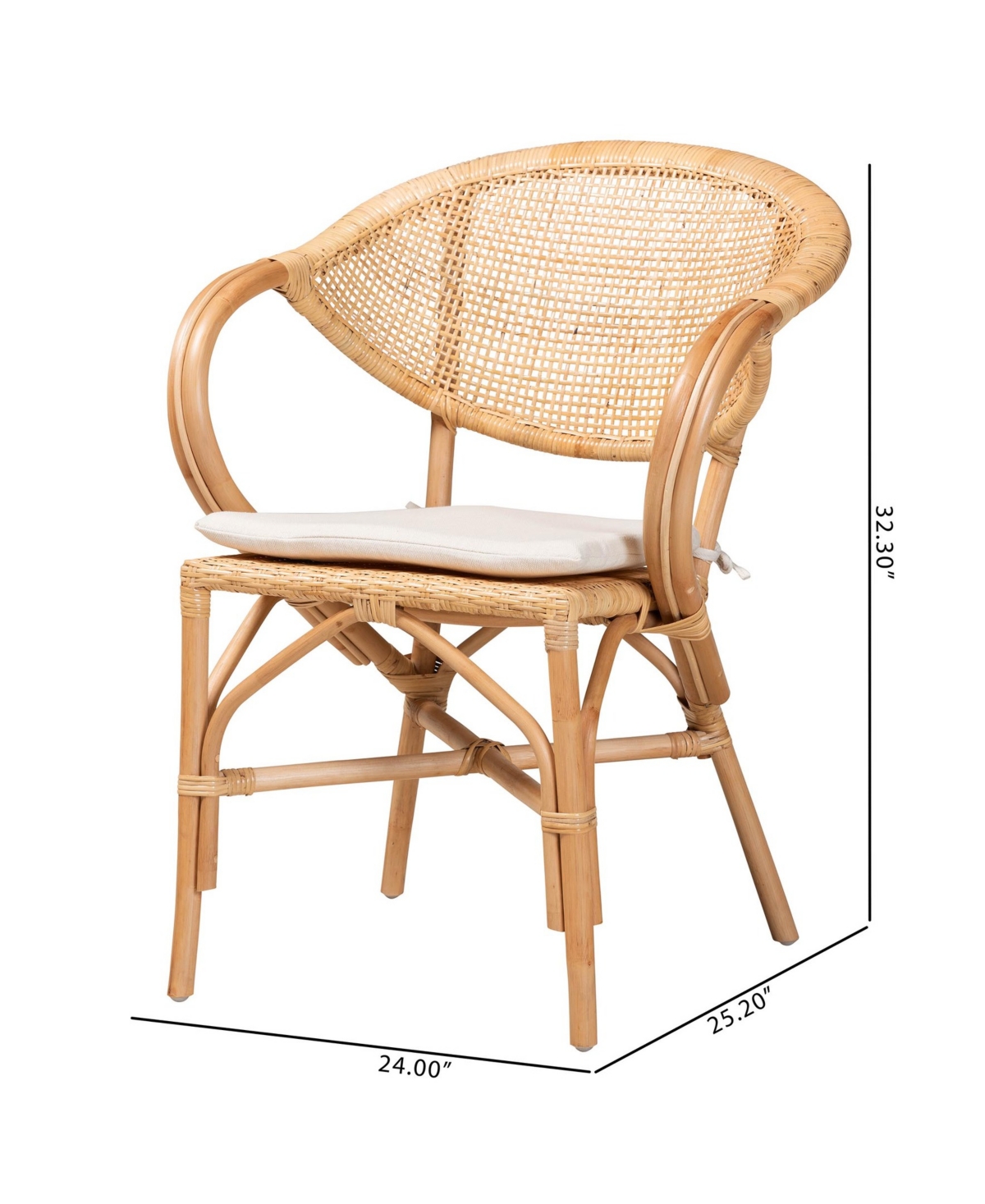 Bali & Pari 24" Finished Rattan Varick Modern Bohemian Dining Chair In Natural Brown