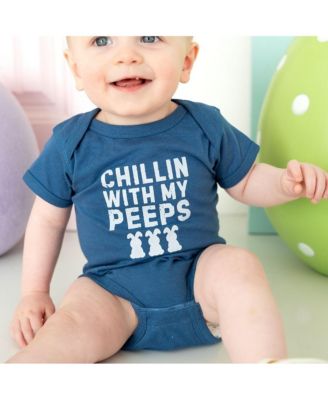Baby Boys Chillin With My Peeps Easter Short Sleeve Bodysuit