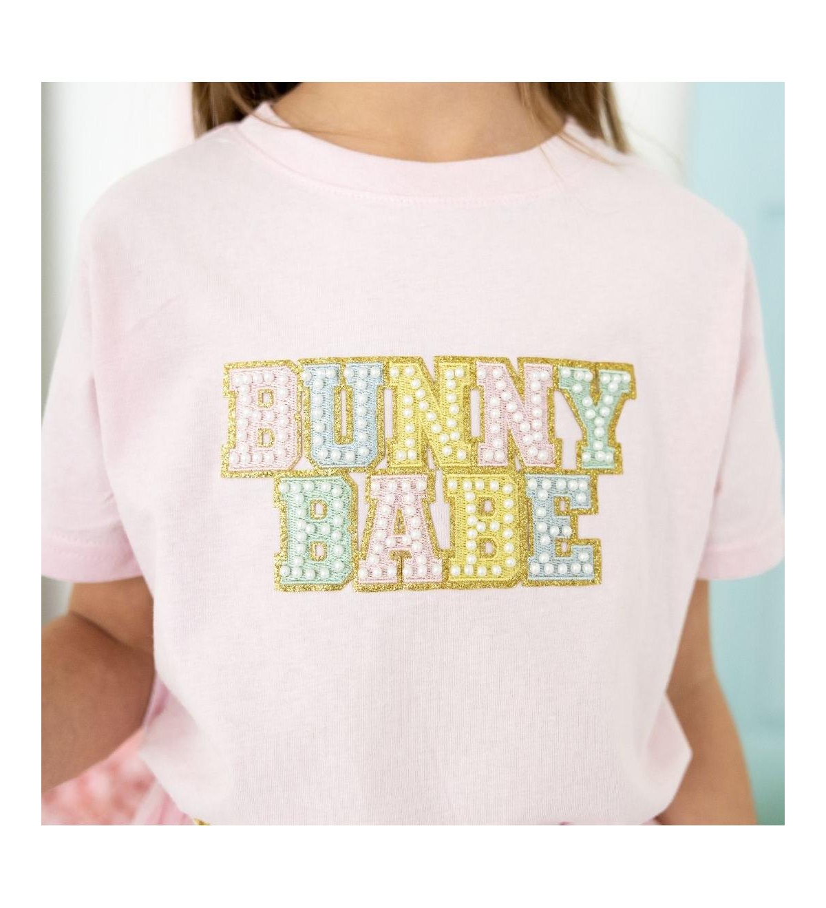 Sweet Wink Toddler Girls Bunny Babe Patch Easter Short Sleeve T-Shirt