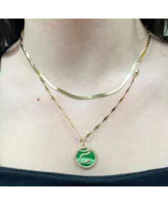 Malachite Snake Charm 14K Gold