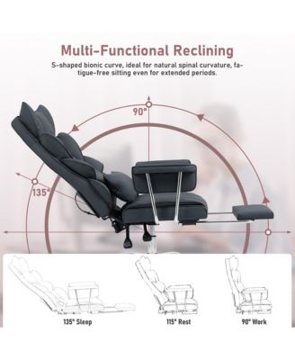 8-Point Massage Gaming Chair, Ergonomic Office Chair, 500lbs Weight Capacity, Adjustable Backrest 90&deg;-135&deg;, Adjustable Backrest and Footrest