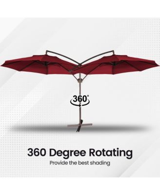 11ft Cantilever/Offset Hanging Patio Umbrella with Easy Tilt and Crank 360° Rotate