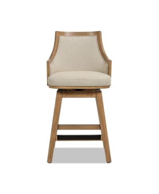 1 Piece Solid Wood  26'' Swivel Cane Rattan Counter High-Back Bar Stool