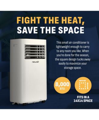 8,000 BTU Portable Air Conditioner (5,000 BTU DOE), Compact AC Design with Easy Setup Window Venting Kit, Self-Evaporative System, Quiet Operation, Dehumidifying Mode with Remote and Timer