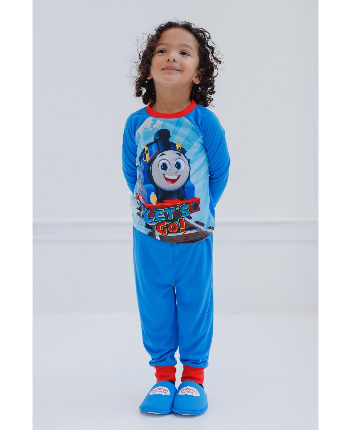 Тапочки Thomas & Friends Pajama Shirt Pants and Slippers 3 Piece для мальчиков-малышей, цвет: Синий — фото 2