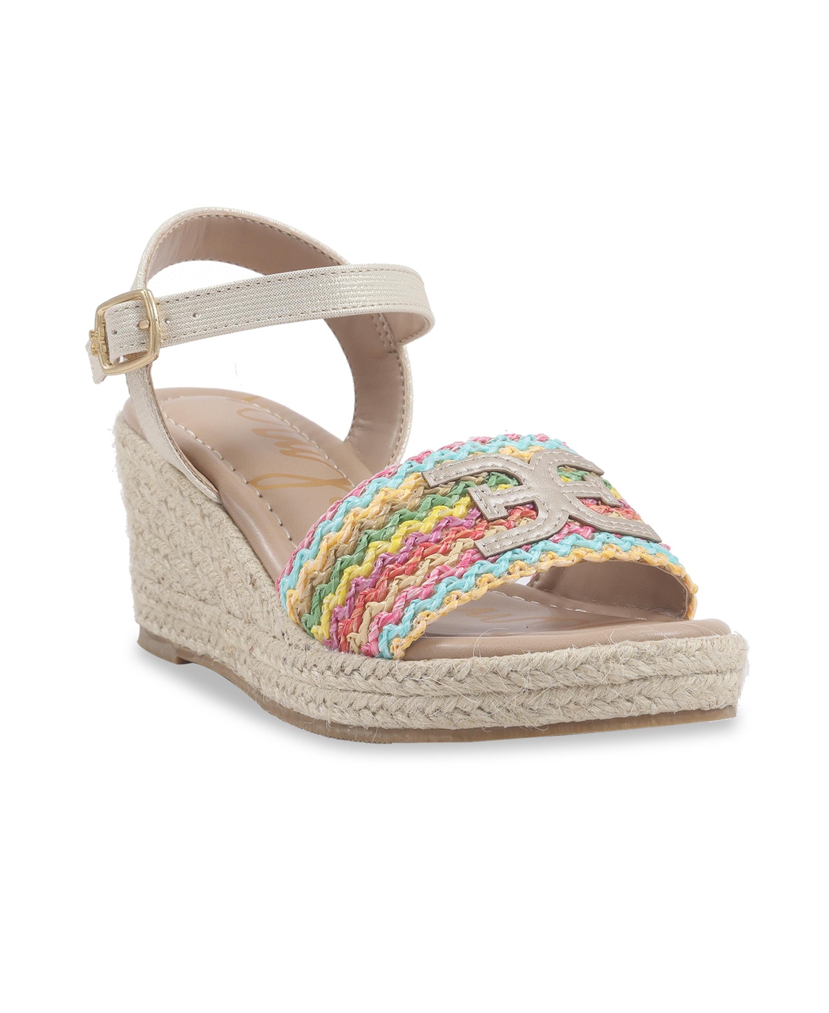 Shop Sam Edelman Little And Big Girls Lucia Band Espadrille Wedge Sandals In Multi