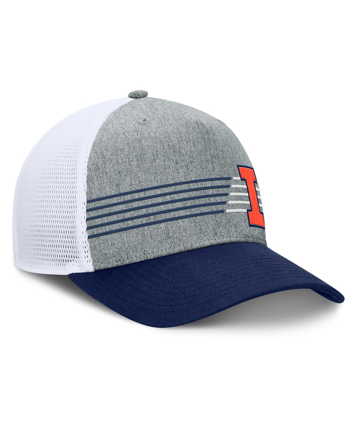 Fanatics Men's Heather Gray/navy Illinois Fighting Illini Profile Trucker Adjustable Hat In Heather Gray,navy