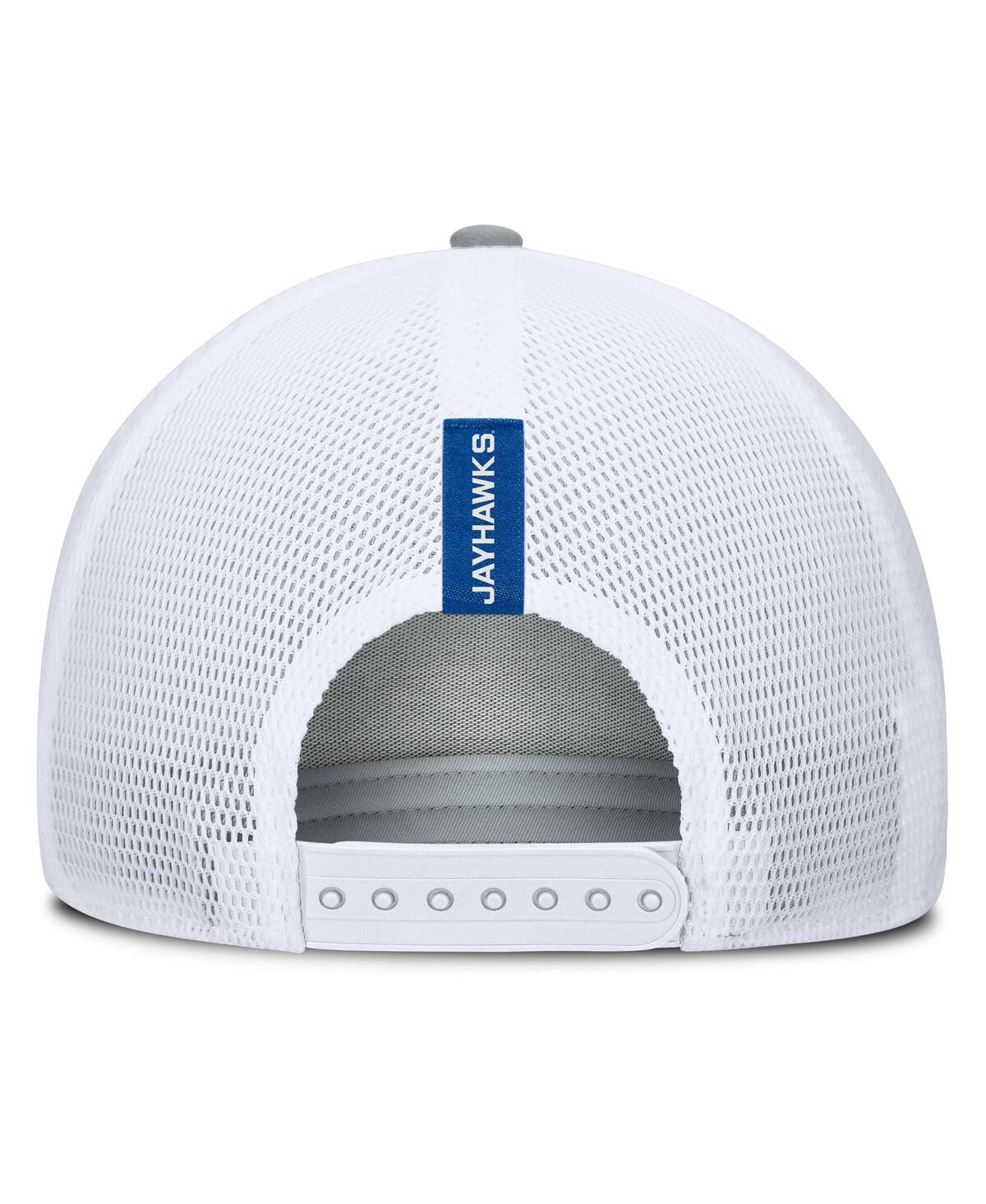 Fanatics Men's Heather Gray/royal Kansas Jayhawks Profile Trucker Adjustable Hat In Heather Gray,royal