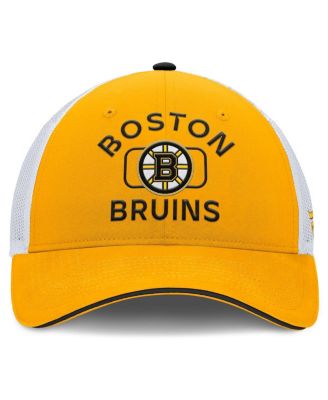 Men's Gold/White Boston Bruins Authentic Pro Rink Trucker Hat
