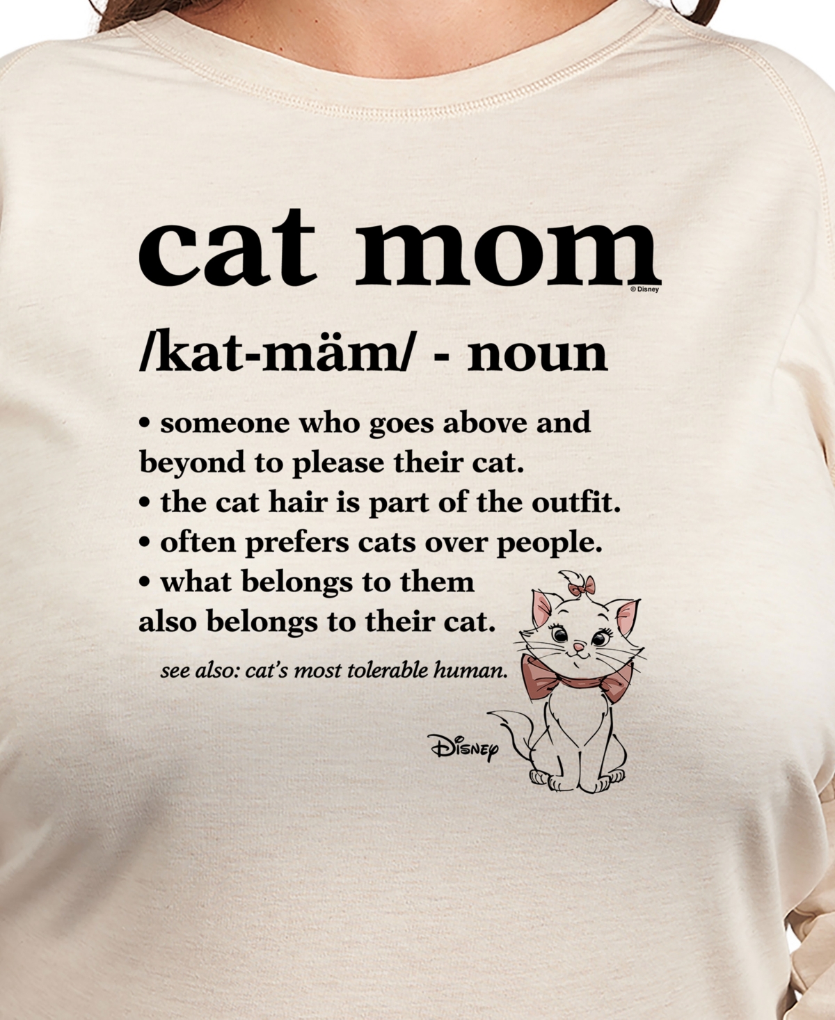 Hybrid Apparel Plus Size The Aristocats Cat Mom Graphic Pullover T-shirt In Beige,khaki